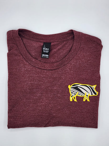 Pig Tee-Maroon