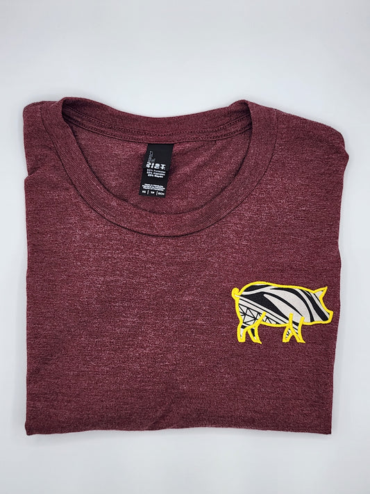 Pig Tee-Maroon